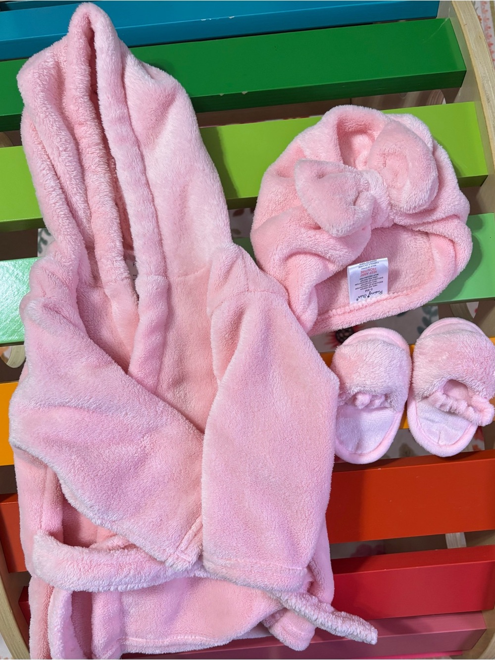 Rising Star Plush Pink Baby Robe Set